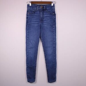Express Jeans Womens 00R Blue Preppy Skinny‎ High Rise Hyper Stretch Fit24.5x27